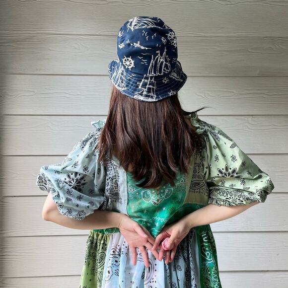 Handmade Reversible Bandana Bucket Hat/Sailing Boat&Bandanas SKU 88777 - Picture 2 of 16